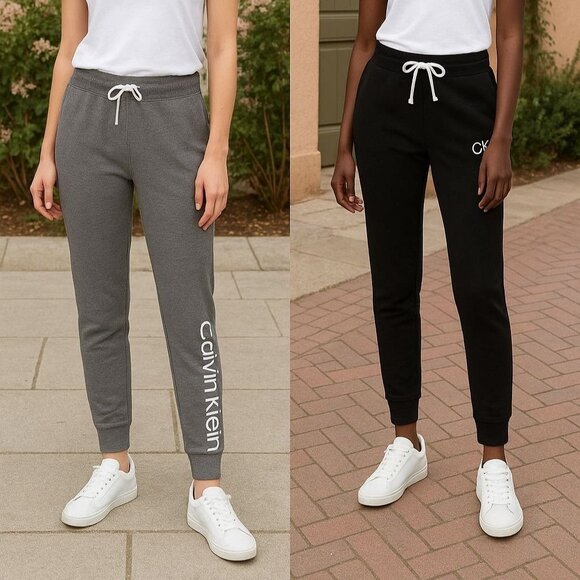 Calvin Klein M Women 2 Pack Pants French Terry Iconic CK Logo Jogger Sweatpants - Picture 1 of 8